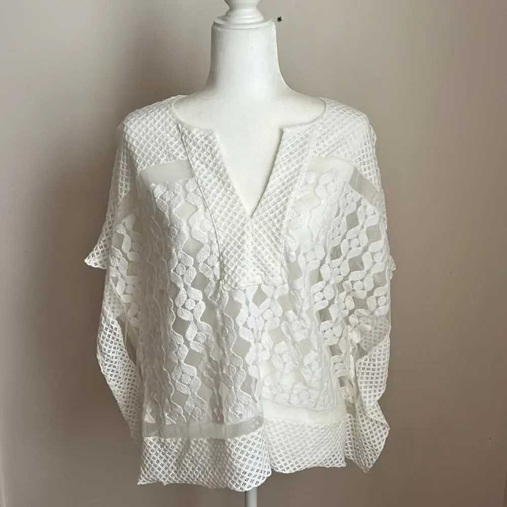 Anthropologie White Lace Poncho - Picture 3 of 9
